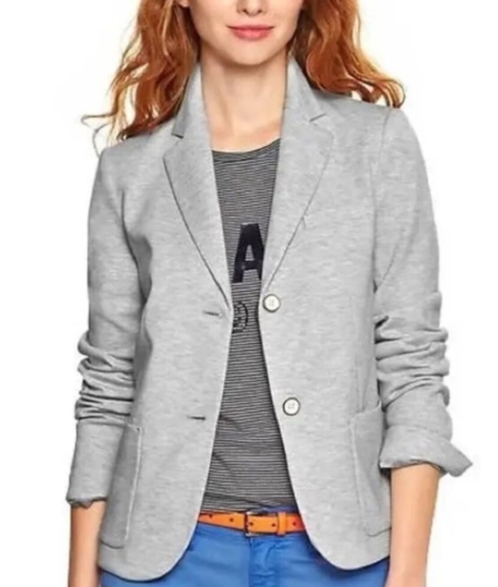 Gap The Academy Blazer light grey heathered jacket Size 14 Classic Comfy Preppy